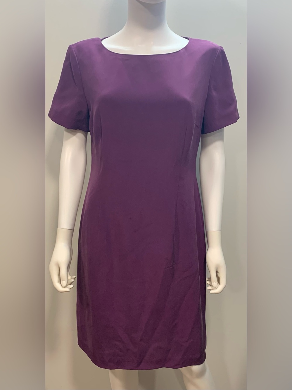 Talbots 100% Silk Sheath Dress 12 Petite Lined Purple Vintage Old Money